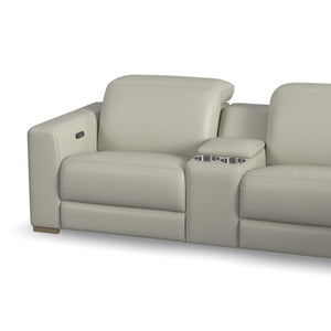 Flexsteel Aurora Leather Power Reclining Sectional Chise with Power Headrests