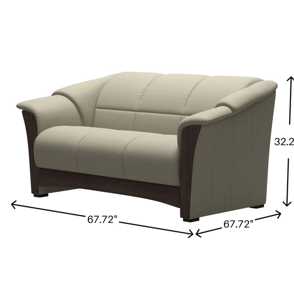 Stressless Oslo Leather Loveseat in Paloma Light Grey