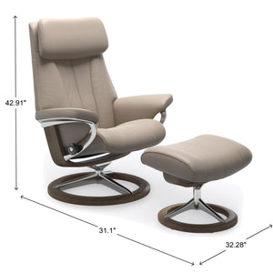 Stressless Paul Signature Base Medium Chair & Ottoman in Paloma Mushroom