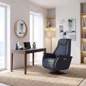 Stressless Max Medium Power Recliner in Paloma Oxford Blue