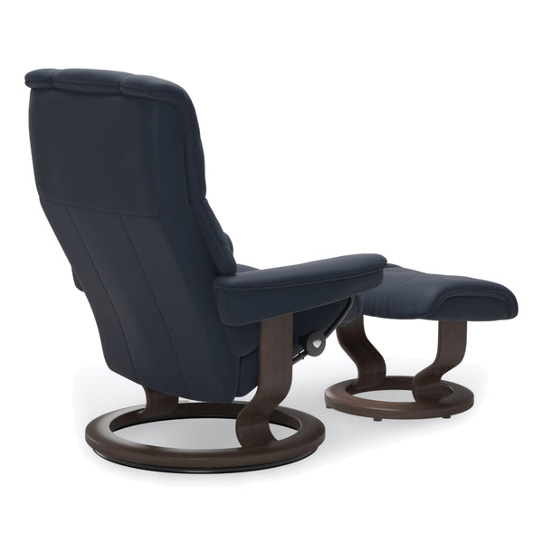 Stressless Mayfair Classic Base Medium Chair & Ottoman in Paloma Oxford Blue