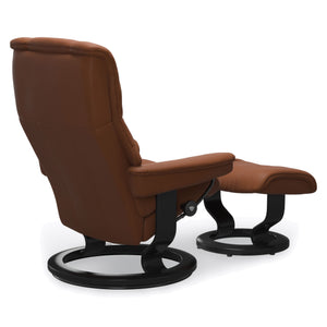 Stressless Mayfair Classic Base Medium Chair & Ottoman in Paloma New Cognac