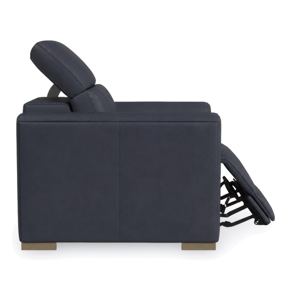 Flexsteel Aurora Leather Power Recliner with Power Headrest in Marine