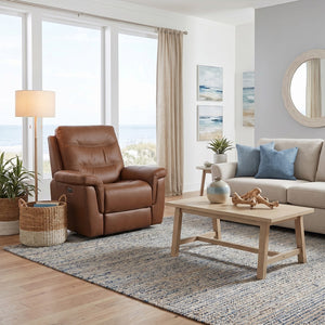 In Motion Bennett Dual Power Recliner with Zero Gravity in Saddle Leather