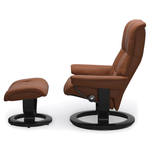 Stressless Mayfair Classic Base Medium Chair & Ottoman in Paloma New Cognac