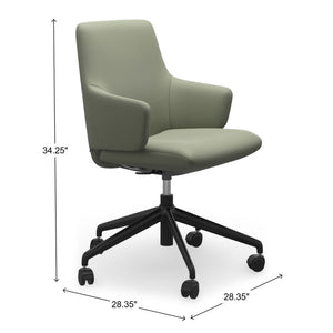 Ekornes Stressless Laurel Large Low Back Home Office Chair with Arms in Paloma Shadow Green