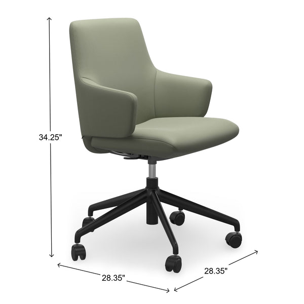 Ekornes Stressless Laurel Large Low Back Home Office Chair with Arms in Paloma Shadow Green