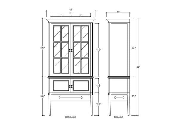 Bramble Seraphine Frosted Blue Display Cabinet with White Interior