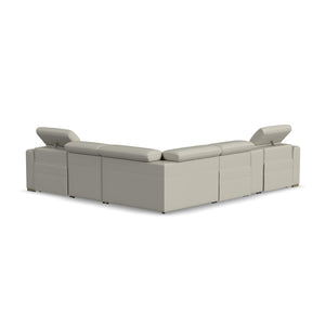 Flexsteel Aurora Leather Power Reclining Sectional Chise with Power Headrests