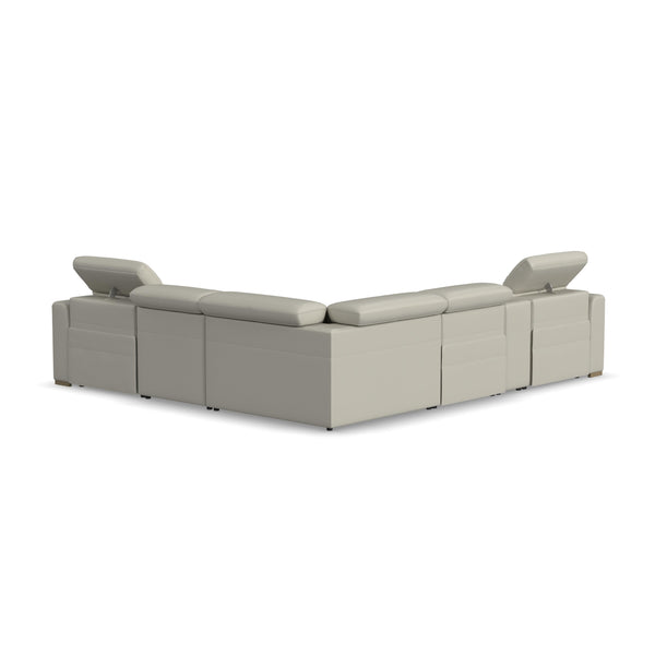 Flexsteel Aurora Leather Power Reclining Sectional Chise with Power Headrests