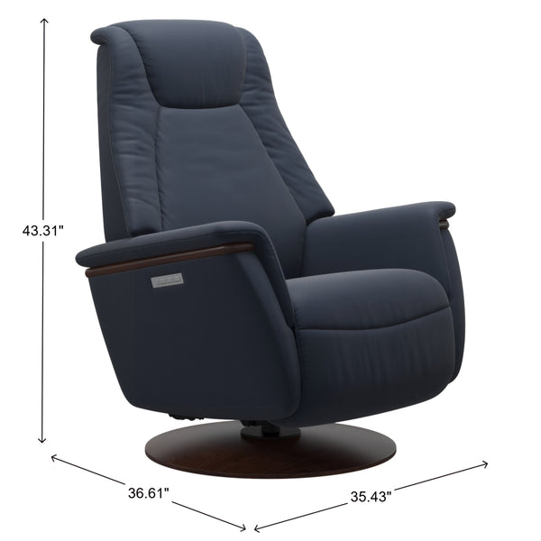Stressless Max Medium Power Recliner in Paloma Oxford Blue
