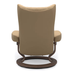 Stressless Wing Classic Base Large Chair & Ottoman in Paloma Sand