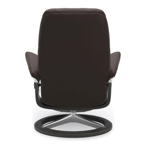 Stressless Consul Signature Base Small Chair & Ottoman in Paloma Chestnut
