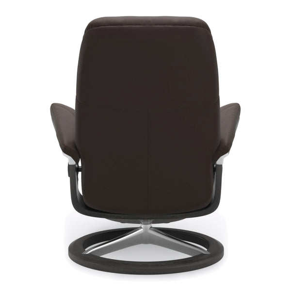 Stressless Consul Signature Base Small Chair & Ottoman in Paloma Chestnut