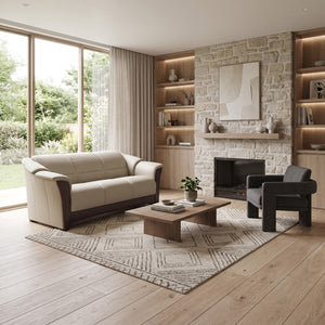 Stressless Oslo Leather Loveseat in Paloma Light Grey