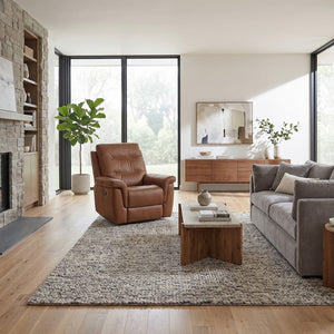 In Motion Bennett Dual Power Recliner with Zero Gravity in Saddle Leather