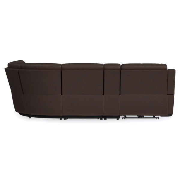 Flexsteel Harrison Burnt Umber Leather 6-Piece Power Reclining Sectional with Heat & Massage
