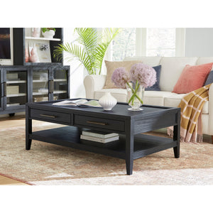 Aspenhome Camden 50-Inch Rectangular Cocktail Table in Domino Black