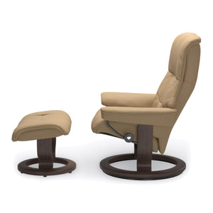 Stressless Mayfair Classic Base Small Chair & Ottoman in Paloma Sand