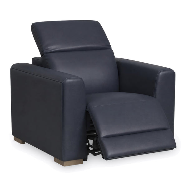 Flexsteel Aurora Leather Power Recliner with Power Headrest in Marine
