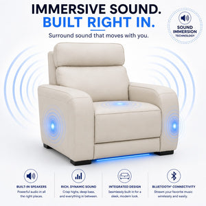 Moto Motion Melody Triple Power Leather Recliner with Audio, Air Massage & 3-Zone Heat