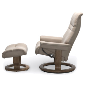 Stressless Sunrise Classic Base Large Chair & Ottoman in Paloma Mushroom