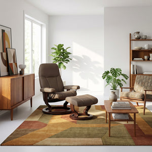Ekornes Stressless Medium Consul Classic Base Chair & Ottoman in Batick Mole