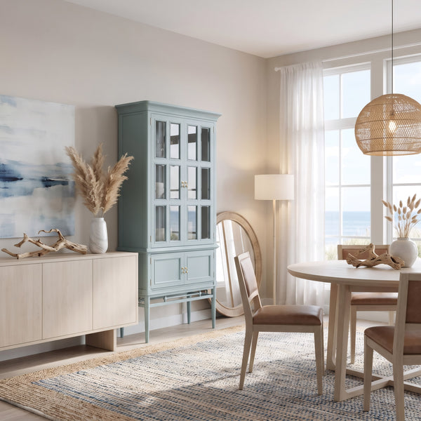 Bramble Seraphine Frosted Blue Display Cabinet with White Interior