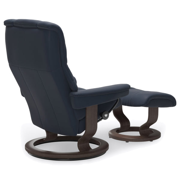 Stressless Mayfair Classic Base Medium Chair & Ottoman in Paloma Oxford Blue