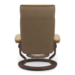 Stressless Admiral Classic Base Medium Chair & Ottoman in Paloma Sand