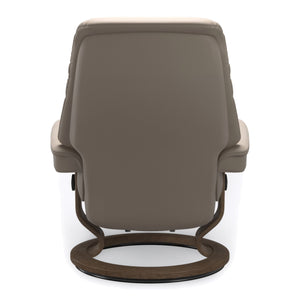 Stressless Sunrise Classic Base Large Chair & Ottoman in Paloma Mushroom
