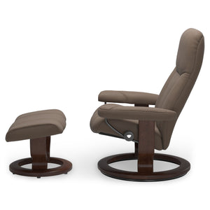 Ekornes Stressless Medium Consul Classic Base Chair & Ottoman in Batick Mole
