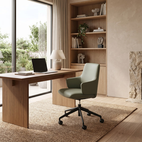 Ekornes Stressless Laurel Large Low Back Home Office Chair with Arms in Paloma Shadow Green