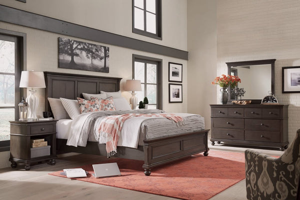 Aspenhome Oxford King Panel Peppercorn Bed