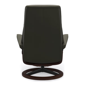 Stressless View Signature Base Large Chair & Ottoman in Paloma Dark Olive