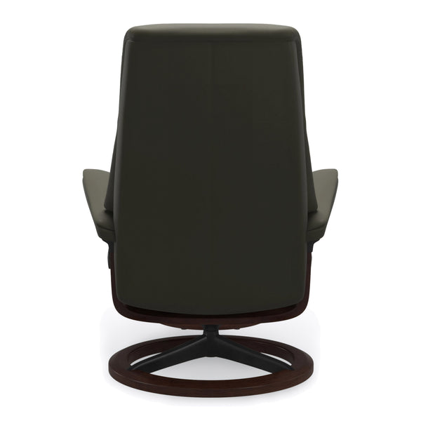 Stressless View Signature Base Large Chair & Ottoman in Paloma Dark Olive