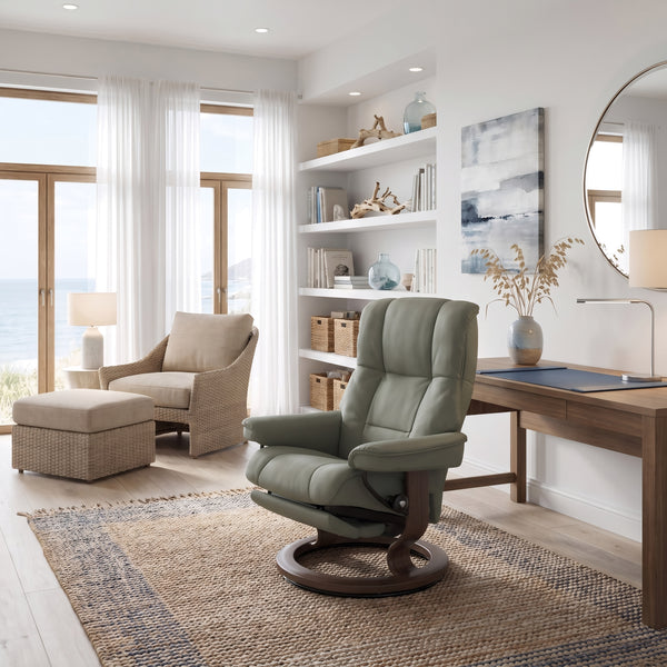 Ekornes Stressless Mayfair Large Classic Dual Power Leather Chair in Shadow Green