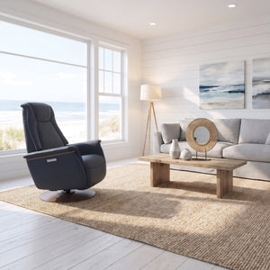 Ekornes Stressless Max Large Moon Base Chair in Oxford Blue