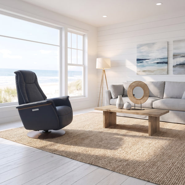 Ekornes Stressless Max Large Moon Base Chair in Oxford Blue