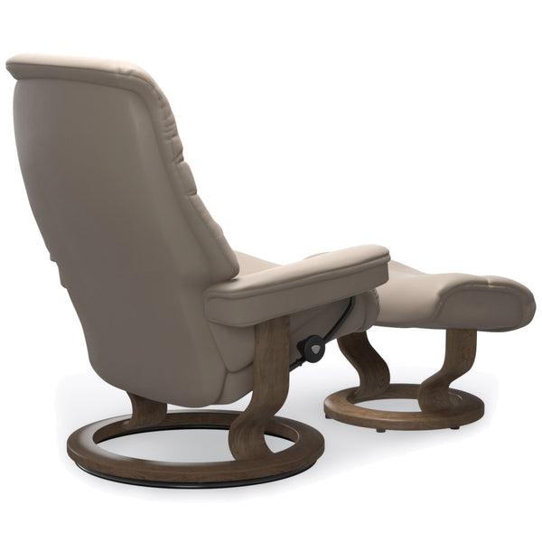 Stressless Sunrise Classic Base Large Chair & Ottoman in Paloma Mushroom