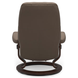 Ekornes Stressless Medium Consul Classic Base Chair & Ottoman in Batick Mole