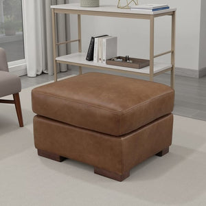Leather Italia Inglewood Top Grain Italian Vintage Brown Cigar Leather Ottoman