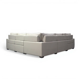 HTL Laguna Leather 6-Piece Power Sectional in Oatmeal