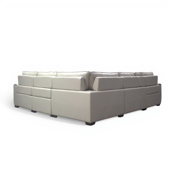 HTL Laguna Leather 6-Piece Power Sectional in Oatmeal