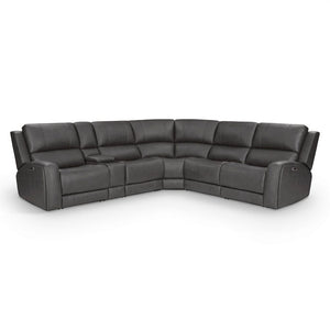 Parker House Belmont Autumn Fog Leather 6-Piece Zero-Gravity Modular Power Reclining Sectional