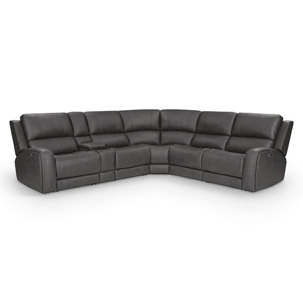 Parker House Belmont Autumn Fog Leather 6-Piece Zero-Gravity Modular Power Reclining Sectional
