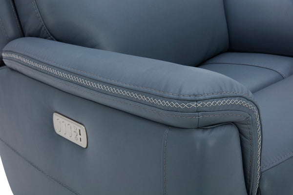 Flexsteel Sawyer Leather Swivel Glider with Power Headrest, Lumbar, Heat & Massage in Marine