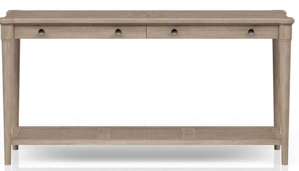 Heritage Coastal Breeze Living 2-Drawer Sofa Table with Shelf in Sand Finish