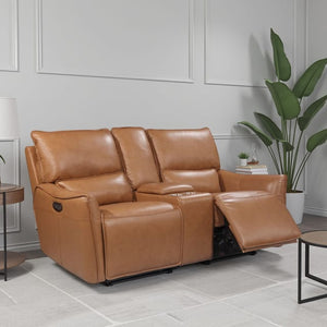 Leather Italia Portland Desert Leather Loveseat with USB, Power Headrest & Footrest