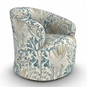 Best Home Kahlari Ocean Fabric Swivel Glider Barrel Chair